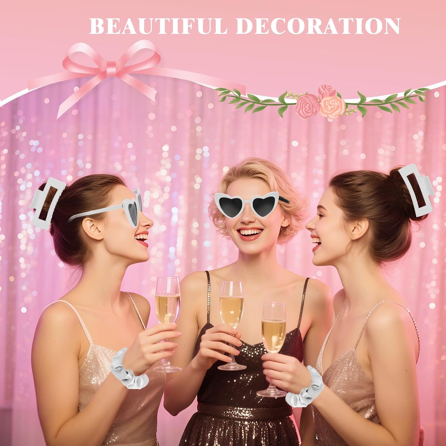 White Bridesmaid Proposal Gift Set, 8PCS Hair Claw, Scrunchies, Makeup Clips & Heart Sunglasses โ Elegant Gift for Wedding Party Favors, Maid of Honor, Girls and Teen Birthday Gifts