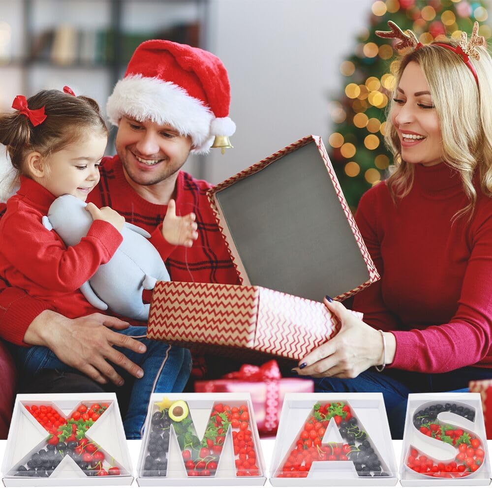 12" Fillable Cardboard Letter Charcuterie Gift Cupcake Box With Cover Sweets Packaging (A)