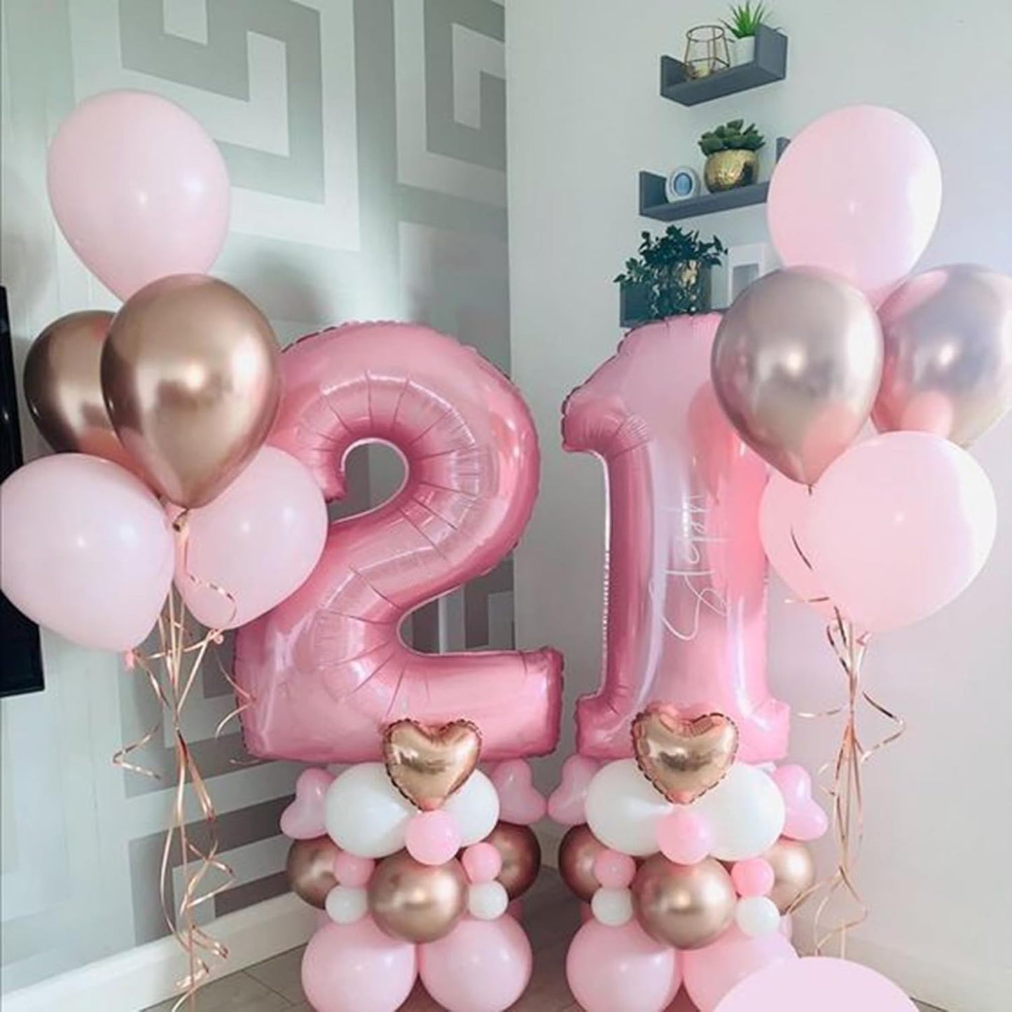 Light Pink 1 Number 40 Inch Large Balloon 1st Numbers Big Foil Helium Number Balloons 0-9 Jumbo Happy 11 21st Mylar Birthday Party Decorations for Baby Girl Anniversary Party Supplies