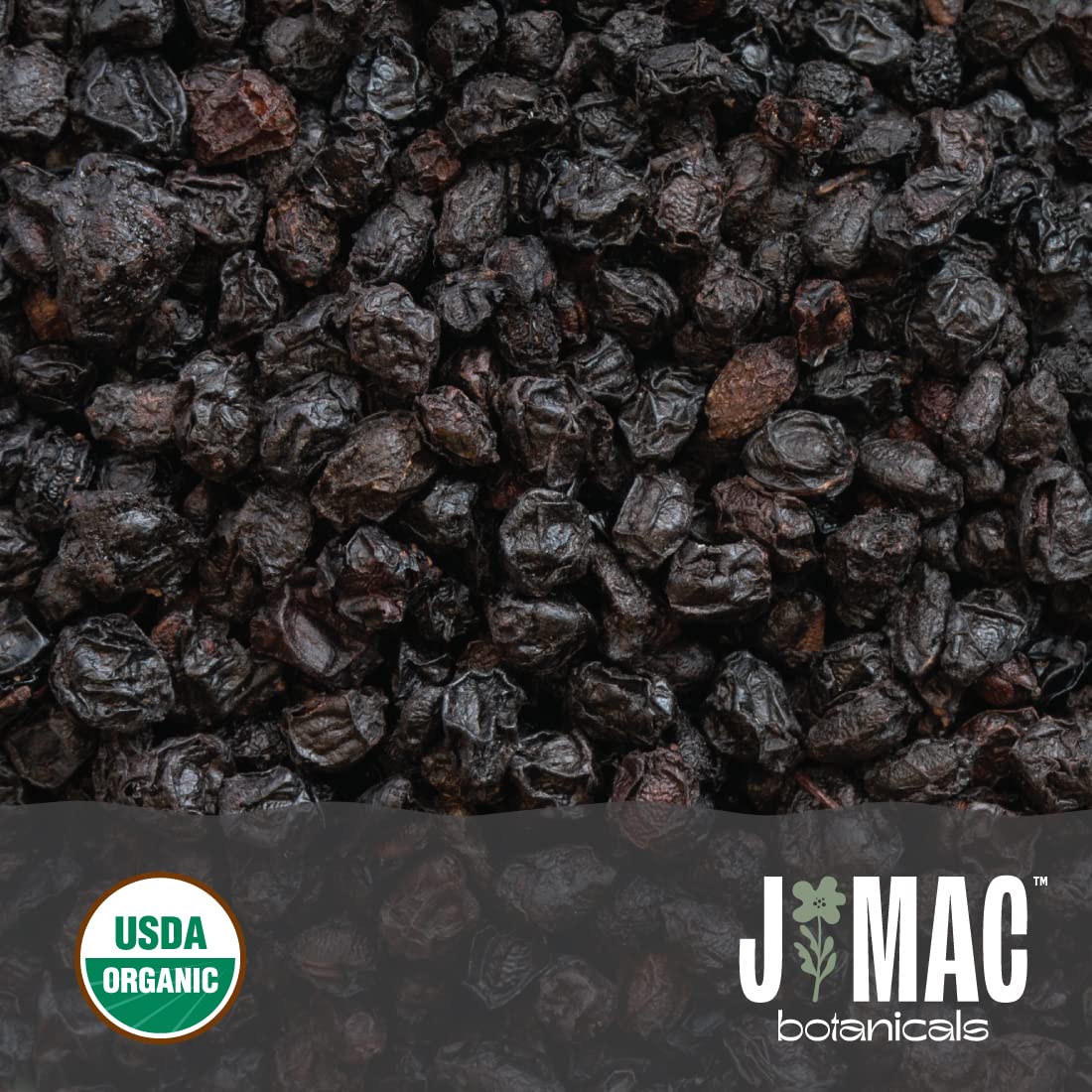 J Mac Botanicals Certified USDA - 100% Organic Dried Elderberries - 1lb Bulk - Non-Irradiated, Non-GMO, Whole Black Elderberry Immune Support - Raw Vegan Sambucus 1 Pound