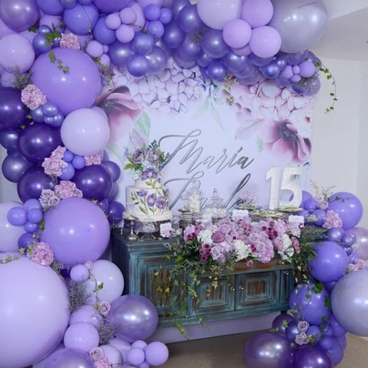 Biapian Purple Party Balloons Set, 12inch Lavender Balloon Pastel Purple-Lilac Ballons Metallic Confetti Purple Balloons For Girls Birthday Baby Shower Bridal Wedding Party Decorations
