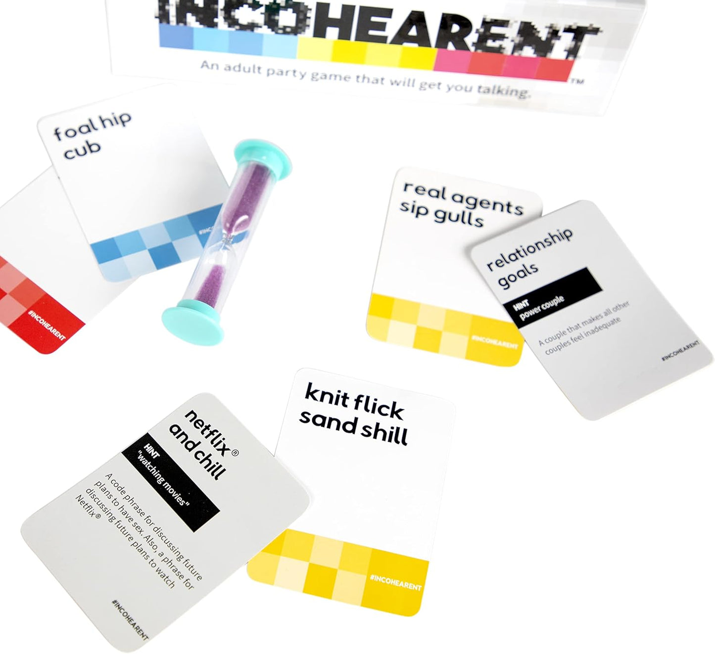 WHAT DO YOU MEME? Incohearent, The Guess The Gibberish Party Game by Relatable, A Funny Card Game for Adults, Great for Game Night Games, Includes 400 Cards, Instructions, and 1 Sand Timer