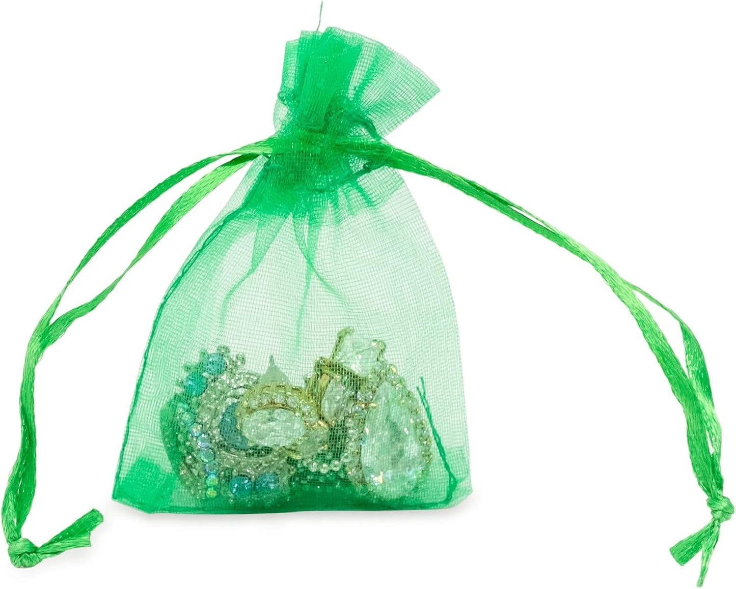 TheDisplayGuys 48-Pack 2" x 2-3/4" Light Green Sheer Organza Gift Bags with Drawstring, Jewelry Candy Treat Wedding Party Favors Mesh Pouch