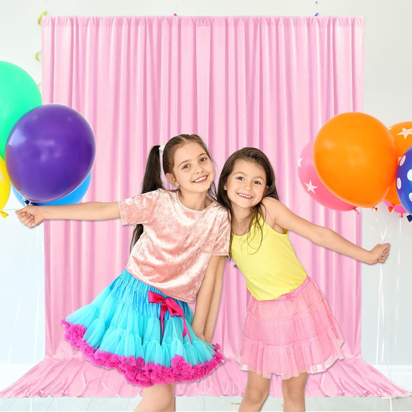 10ft x 10ft Rose Pink Backdrop Curtains for Parties, Fabric Satin Background Curtain with Rod Pockets for Weddings, Birthday, Baby Shower, Photography, Graduation Party Backdrop Drapes, 2 Panels