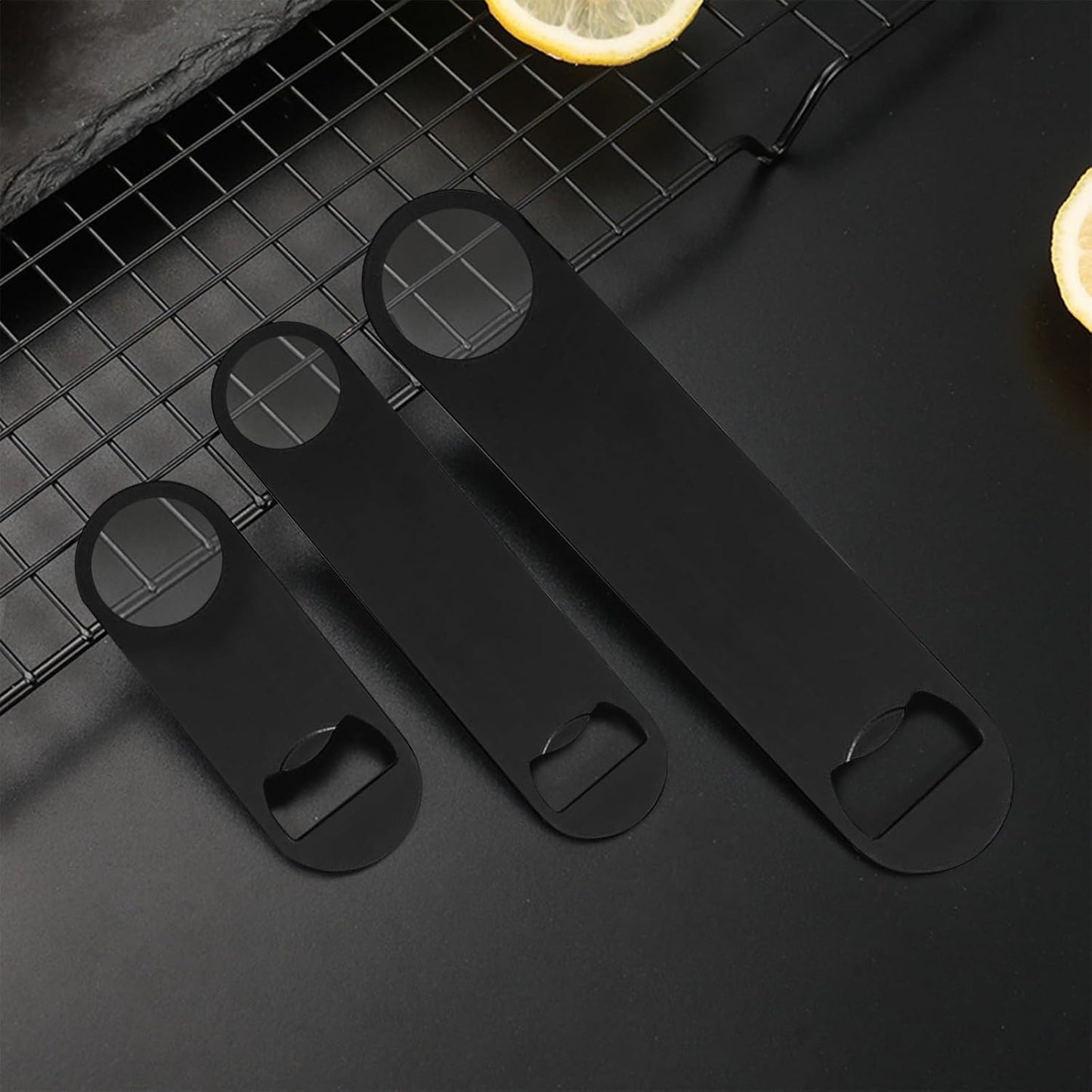 100 Pack Flat Beer Bottle Opener 3.5 inch Stainless Steel Flat Bottle Opener Black Beer Bottle Openers for Bartender Kitchen Bar Restaurant (3.5 Inch)