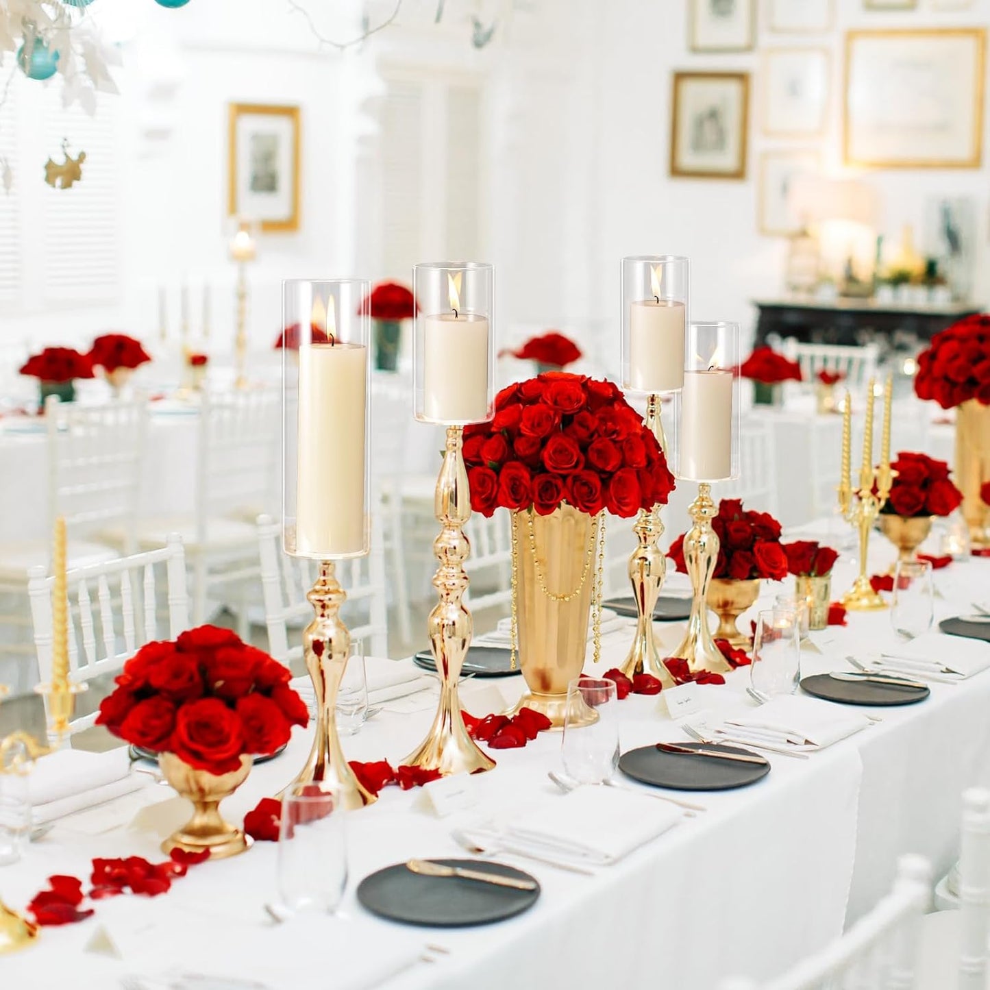 Thin Glass Cylinder Vases 2.5''/3.3'' Diameter 2mm Wall Thickness Clear Flowers Vase Hurricane Floating Candles Holders for Table Centerpieces Wedding Decor(2.5'' X 5'',6'',8'',48 Pcs)