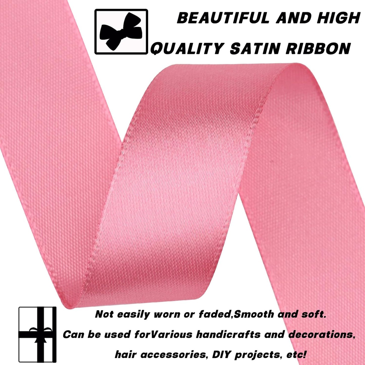 Rose Gold Ribbon 7/8 Inch 30 Yards Satin Craft Ribbon-Single Face Polyester Ribbon for Handmade Roses,Gift Wrapping,Timeless Flower,Bouquets,Wedding and Party Decoration