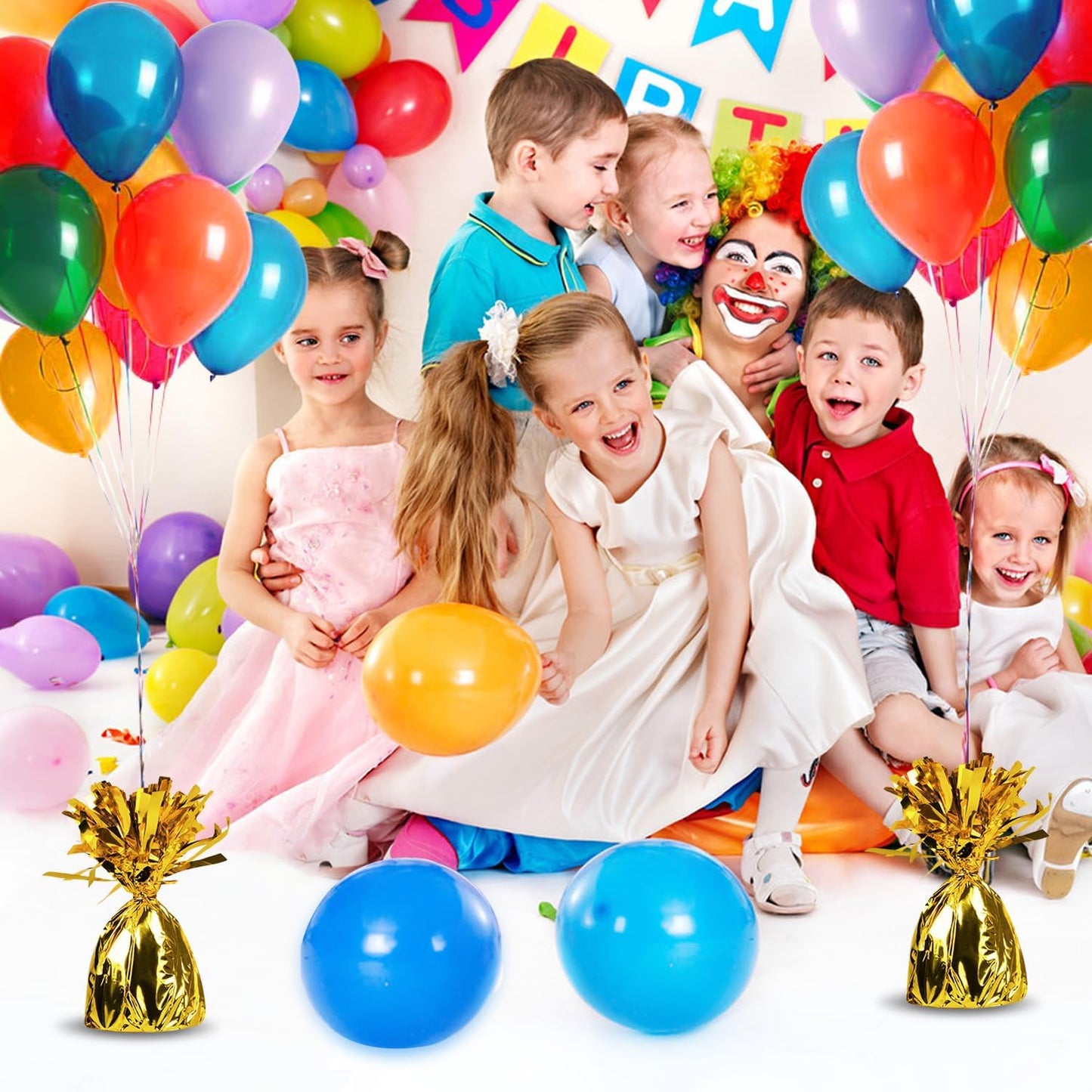 12PCS Balloon Weight Metallic Heavy Solid Balloon Pendant Pack Holder For Table Centerpieces Birthday Wedding Chrismas Party Decoration (Metallic Gold)