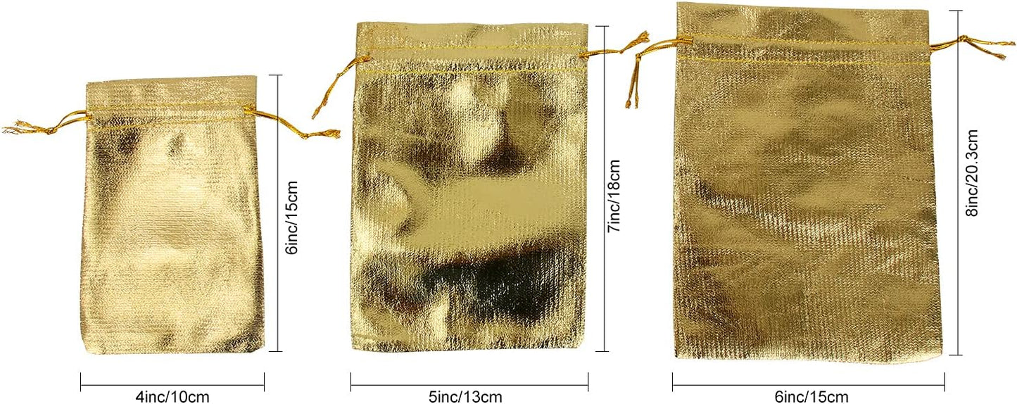 Pack of 100 4"x 6" Heavy Duty Gold Drawstring Organza Jewelry Pouches Wedding Party Christmas Favor Gift Candy Chocolate Bags