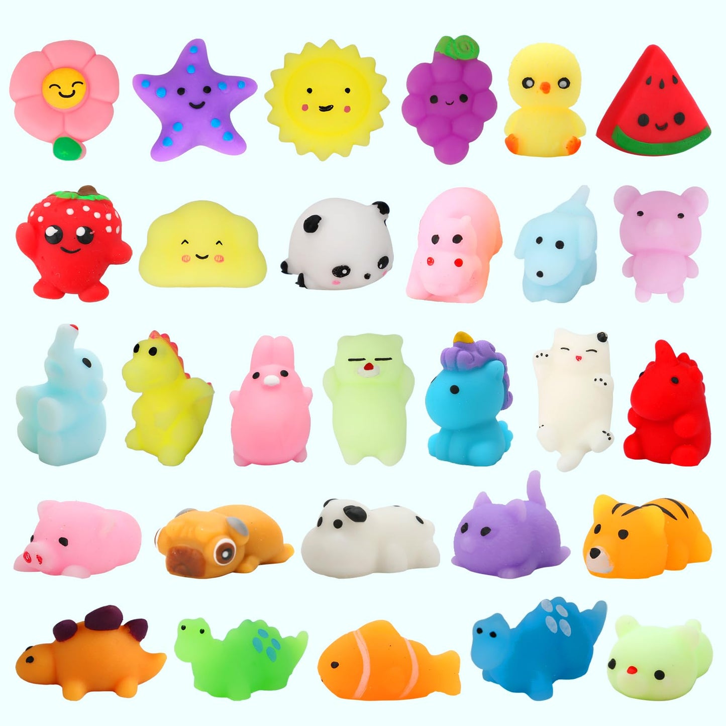30 Pack Squishy Toys, Kawaii Squishies Party Favors for Kids 4-8 8-12 Treasure Box Toys for
