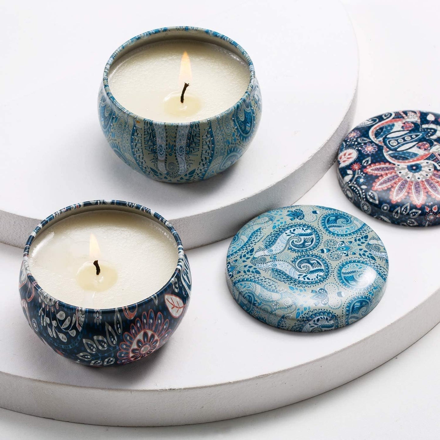 Scented Candles Gift Set, Natural Soy Wax Portable Travel Tin with Strongly Fragrance Essential Oils for Stress Relief and Aromatherapy - 16 Pack