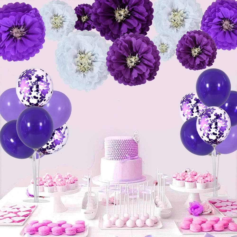TONIFUL Purple Balloon Stand Centerpiece Table Decorations for Birthday,Baby Shower,Wedding,Engagement, Mother's Day,Graduation,Halloween,Party Decorations(4 Set)