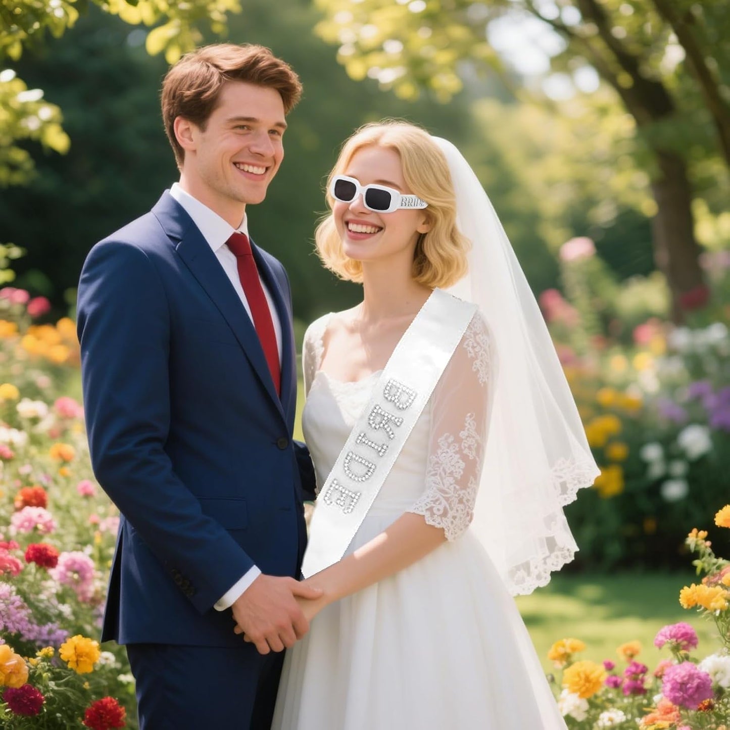 Pearl Bride Sash with Bride Sunglasses- Bachelorette Party Accessories, Bridal Shower Party Favors, Wedding Engagement Gifts