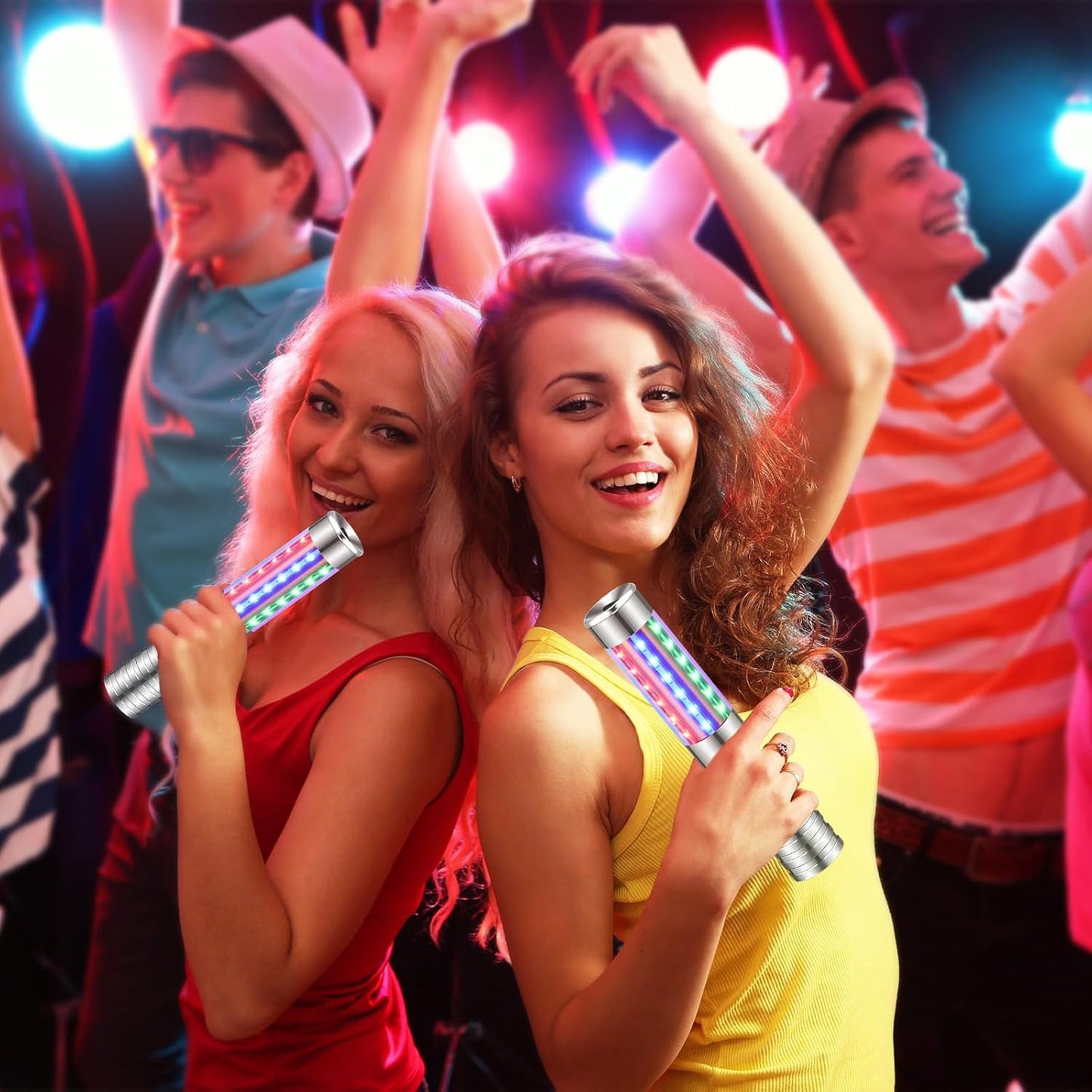 4 Pieces RGB LED Strobe Baton Light Rechargeable Bottle Service Sparklers Stick Reusable Champagne Bottle Handheld LED for Club Stage Nightclub Party Concert Event Bar Outdoor - Silver