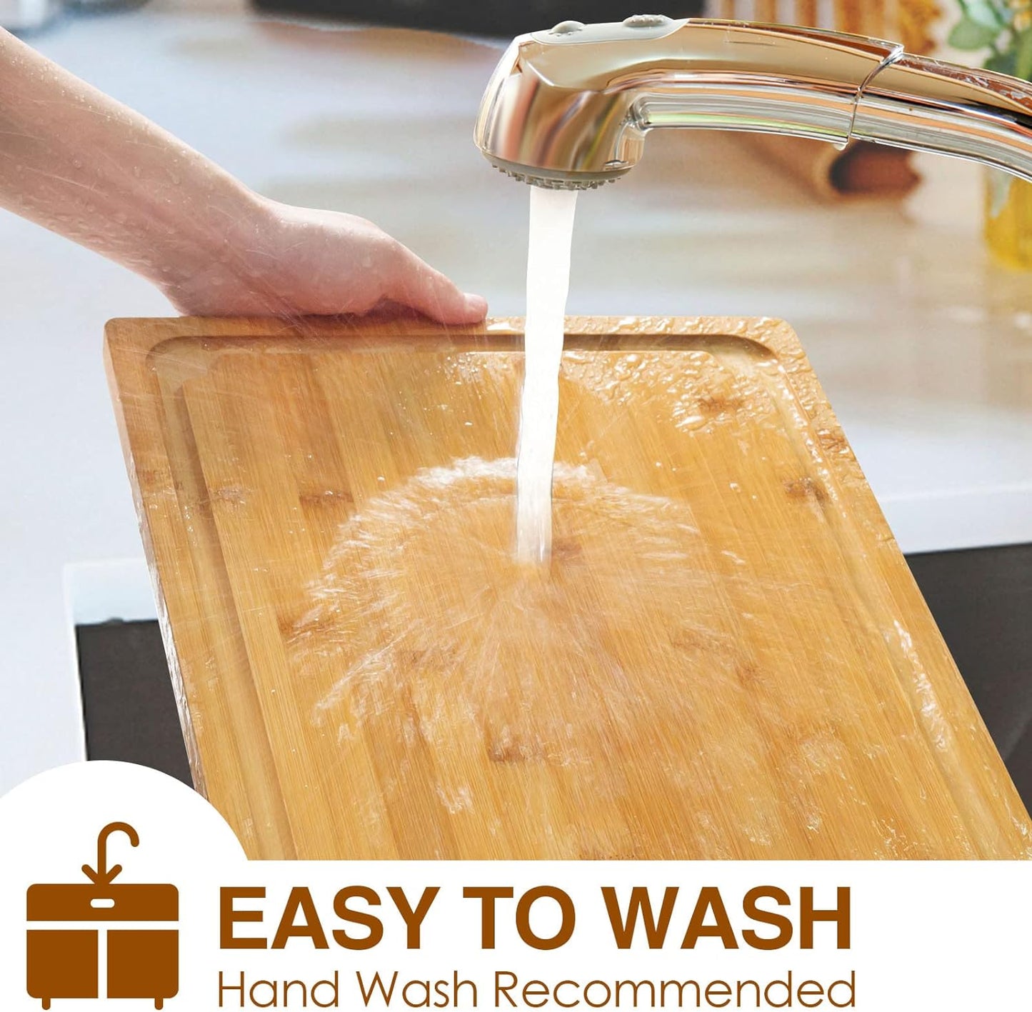 Extra Large Cutting Board, 17.6" Bamboo Cutting Boards for Kitchen with Juice Groove and Handles Kitchen Chopping Board for Meat Cheese board Heavy Duty Serving Tray, XL, Empune