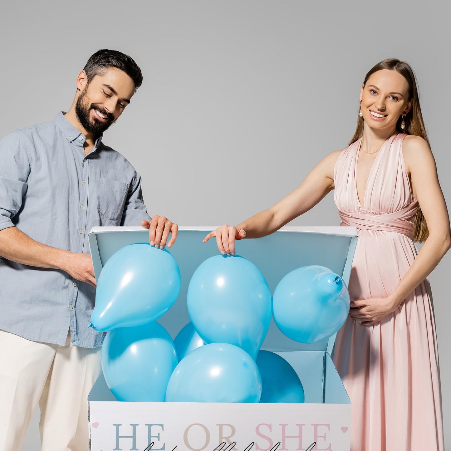 AmazingSpark 28in Giant Gender Reveal Gift Box with Lid Kit Oversized Gender Reveal Balloon Box