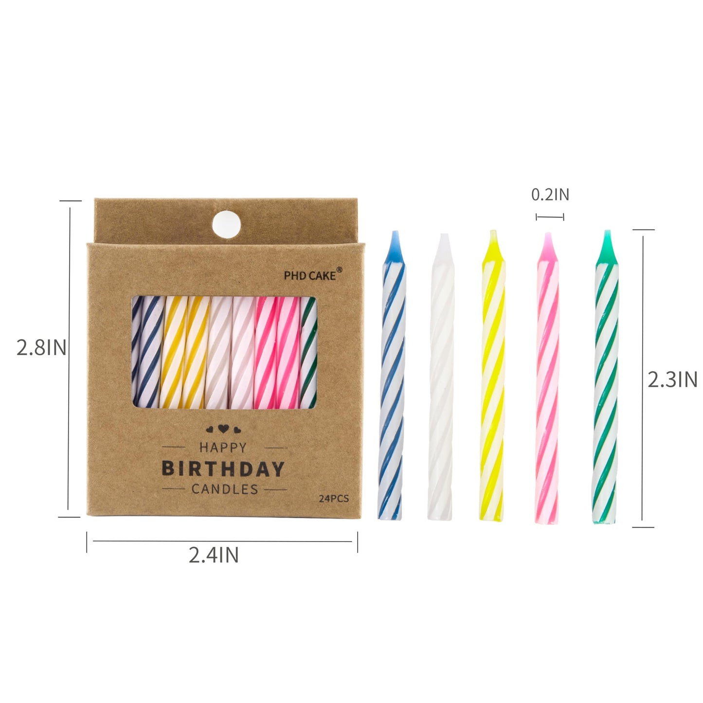 PHD CAKE 144-Count Multicolored Spiral Birthday Candle, Birthday Candles for Cake, Cupcake Candles