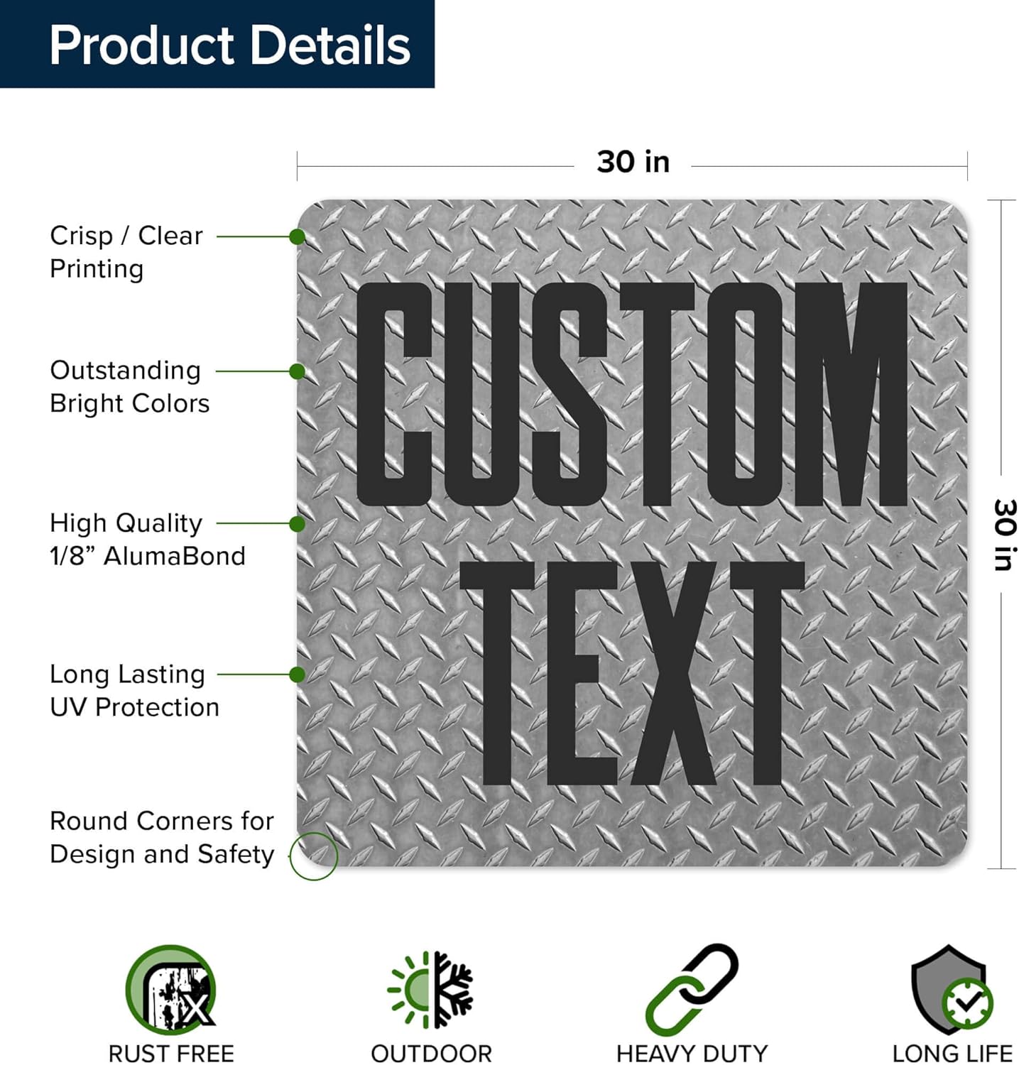 Custom Sign, Custom Street Sign, 11 Font Colors, 13 Font Styles, 4 Hole Options, 22 Sizes, 30x30 Inches, Rust Free DiBound, Fade Resistant, Made in USA by My Sign Center (Diamond Metal)