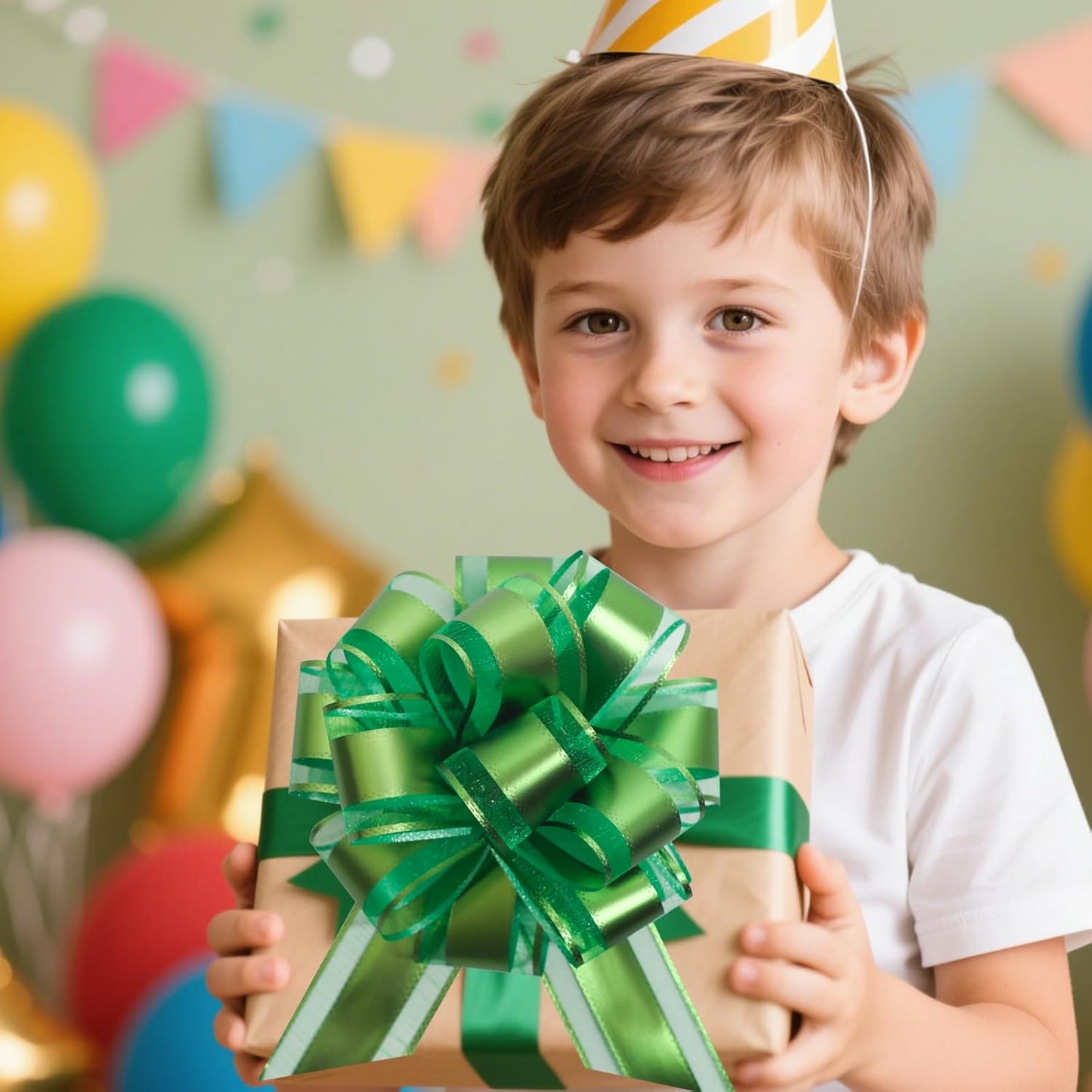 6 Pcs 6 Inch Golden Pull Bows, Perfect for Gift Wrapping, Weddings, Party Decorations, Crafts Easy-to-Use Pull Bows for Gifts and Events