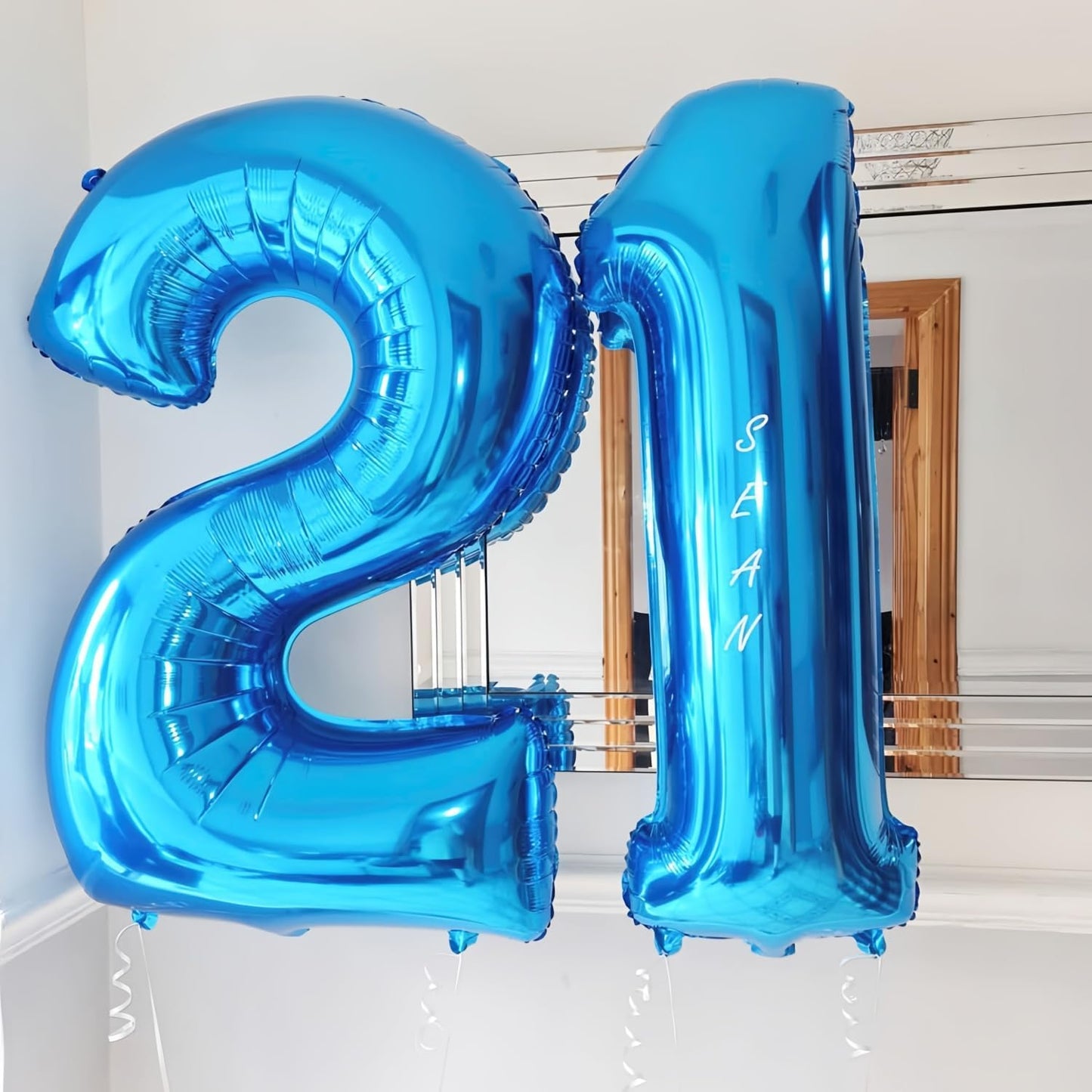 Blue 1 Balloon Number,40 Inch Number 1 Balloon Big Blue 1 Foil Mylar Helium Balloon for Birthday Party Decorations