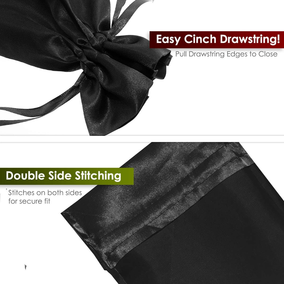 4" x 6" Black Satin Gift Bags, Jewelry Bags, Wedding Favor Drawstring, Baby Shower Christmas 50 per Pack