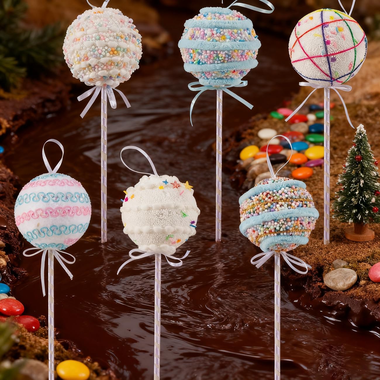 LANGXUN 6pcs Lollipop Candy Land 2025 Xmas Birthday Party Wedding Suppiles Decoration, Hanging Candy Cane Christmas Tree Décor, Christmas Decorative Hanging Ornaments Crafts