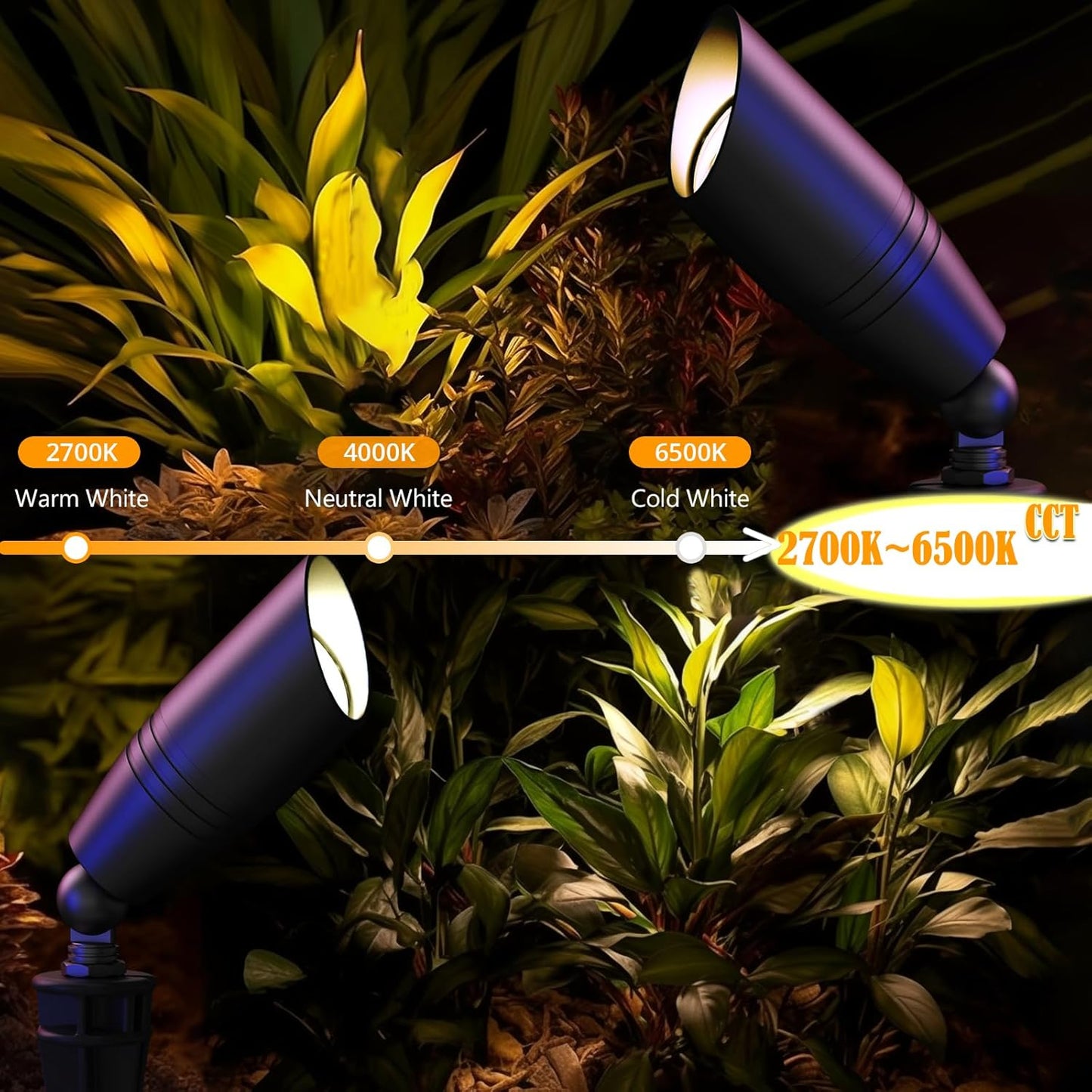 RGB Low Voltage Landscape Lights, 12V Color Changing Outdoor Spot Lights, Waterproof LED Garden Lighting for Yard/Pathway/Pool, Smart Landscape Spotlights