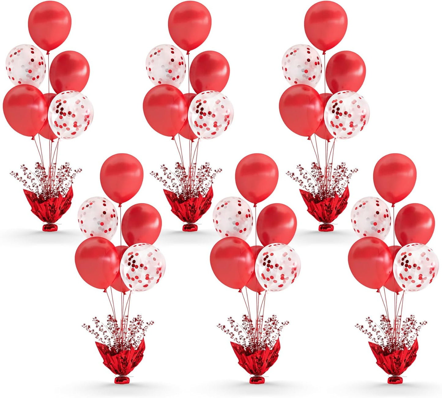 6 Set Red Balloon Table Centerpieces for Birthday Parties, Balloon Stand Kit with Red White Balloons for Christmas Table Decoration