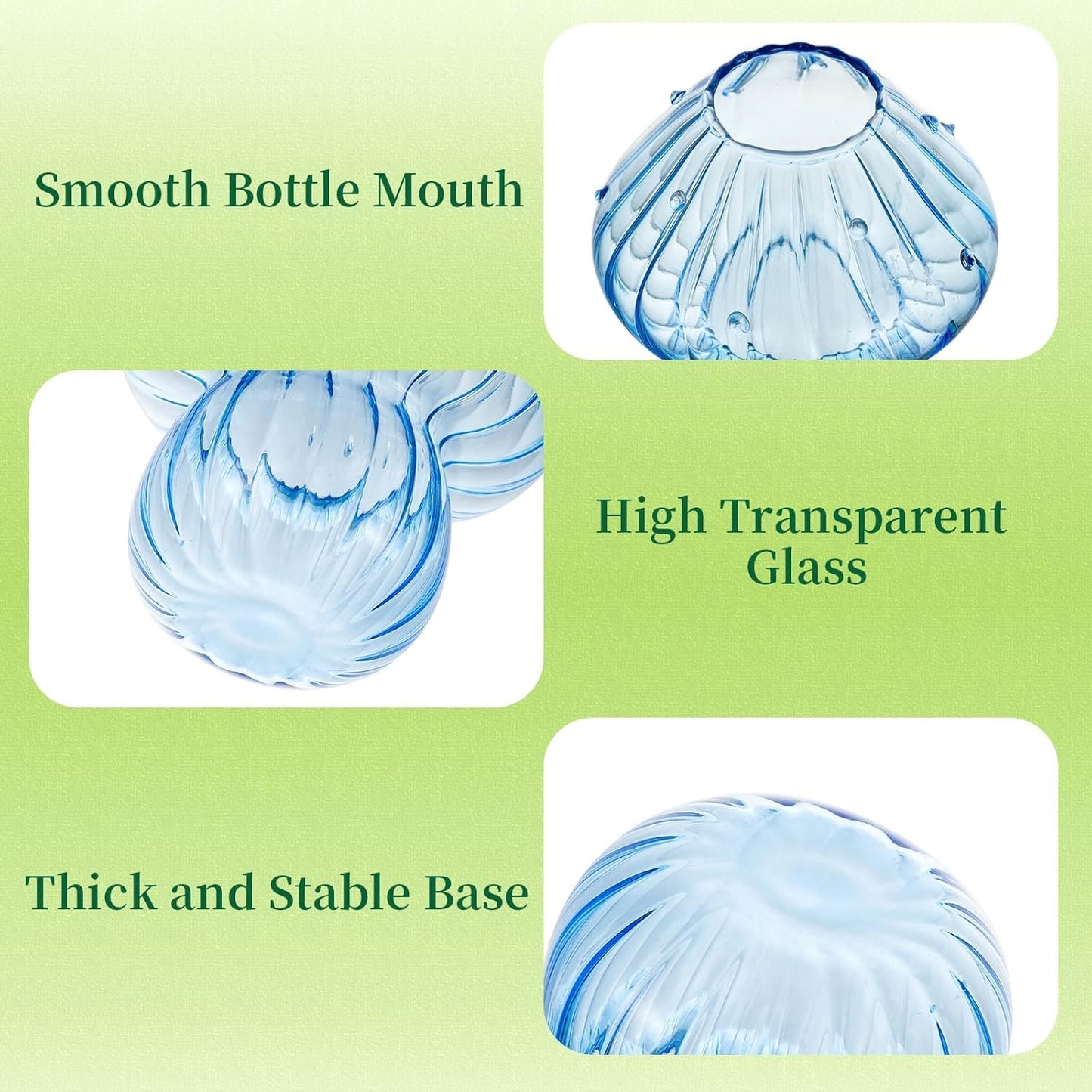 Glass Propagation Station for Plant: Mushroom Planter with Wooden Stand for Home Office Decor - Unique Propagation Jars for Plant Lovers - Set of 3 Hydroponic Mushroom Vases Gift for Mom