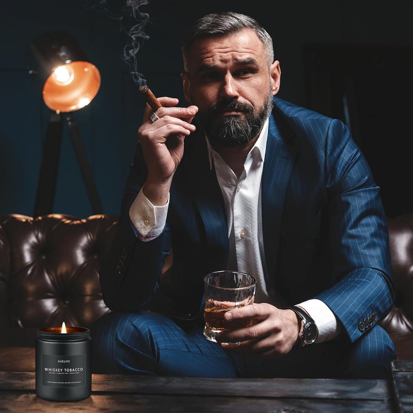 Classic Cologne Candle | Candles for Men - Men's Cologne Scent, Gifts for Men - Soy Candles for Home Scented, Aromatherapy Candle Home Fragrance Decor - 7oz Black Jar, Long Lasting