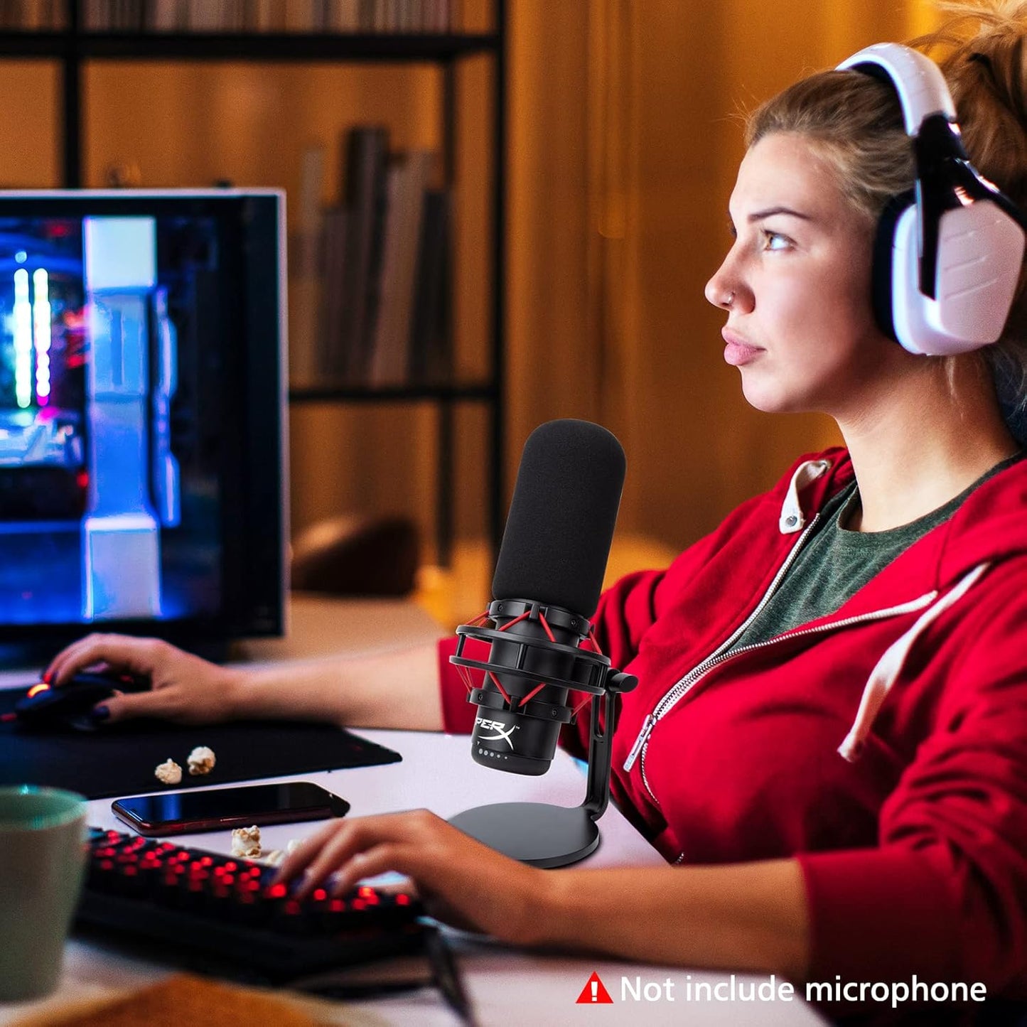 Microphone Windscreen Pop Filter Compatible with HyperX QuadCast - Mic Foam Cover with Furry Windscreen Muff for HyperX QuadCast S,QuadCast S White (2 Pack)