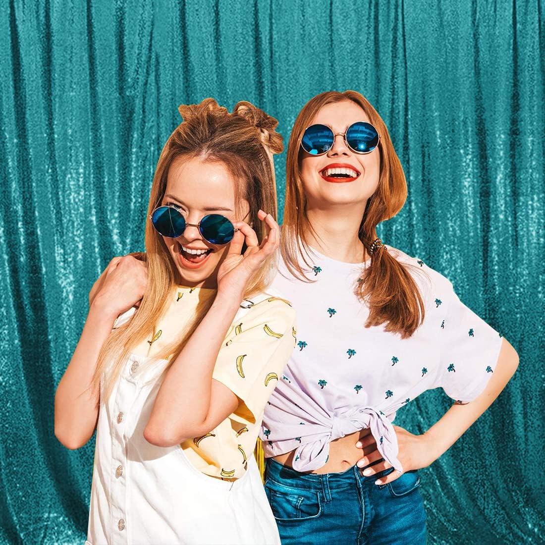 Poise3EHome 8Ft x 8Ft Teal Sequin Backdrop Curtain, Glitter Thick Satin Sequin Background Drapes, Opaque Sparkly Backdrop Curtain, Sequin Backdrop for Xmas Thanksgiving Wedding Party Decor