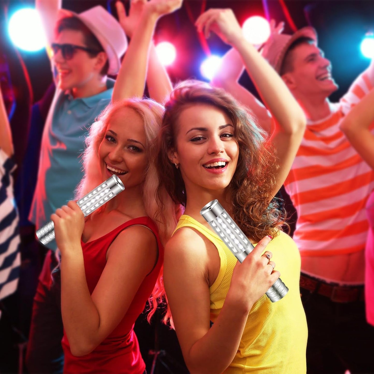 4 Pieces LED Strobe Baton Light Rechargeable Bottle Service Sparklers Stick Reusable Champagne Bottle Handheld LED for Club Stage Nightclub Party Concert Event Bar Outdoor - Silver