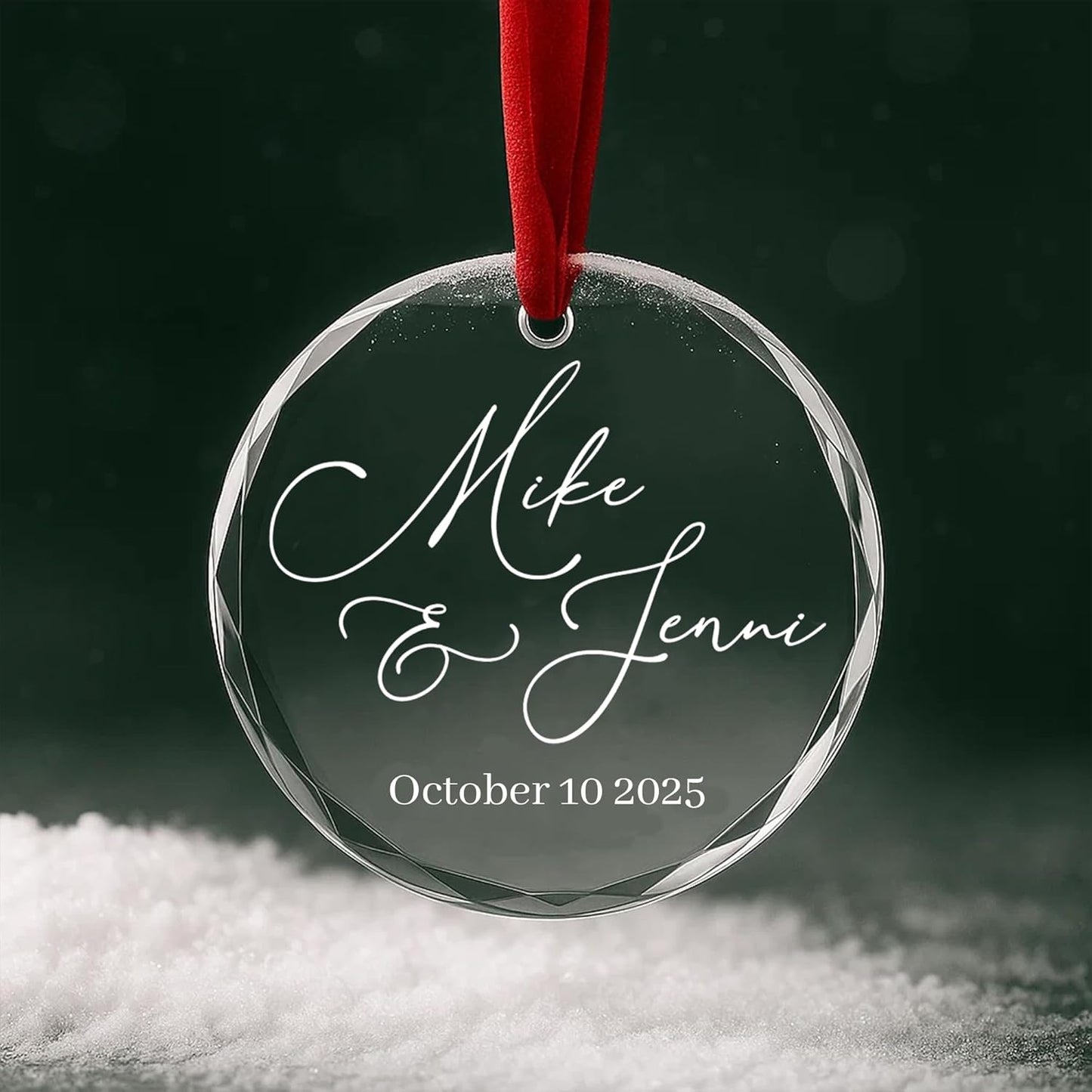 Personalized Glass Ornament 2025 for Married Couples with Name, Custom Wedding Keepsake Gift for Newlyweds, Anniversary or Christmas Décor, Mr and Mrs Ornament A6