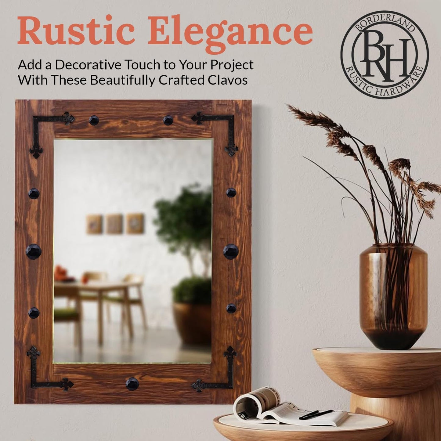 50 Pack 1.25" Round Head Iron Clavos Decorative Nails – Black – Handmade Rustic Round Fasteners for Farmhouse Shutters, Faux Wood Beams, Barn Doors, Shutters, Gates – Ornamental Wood Accent