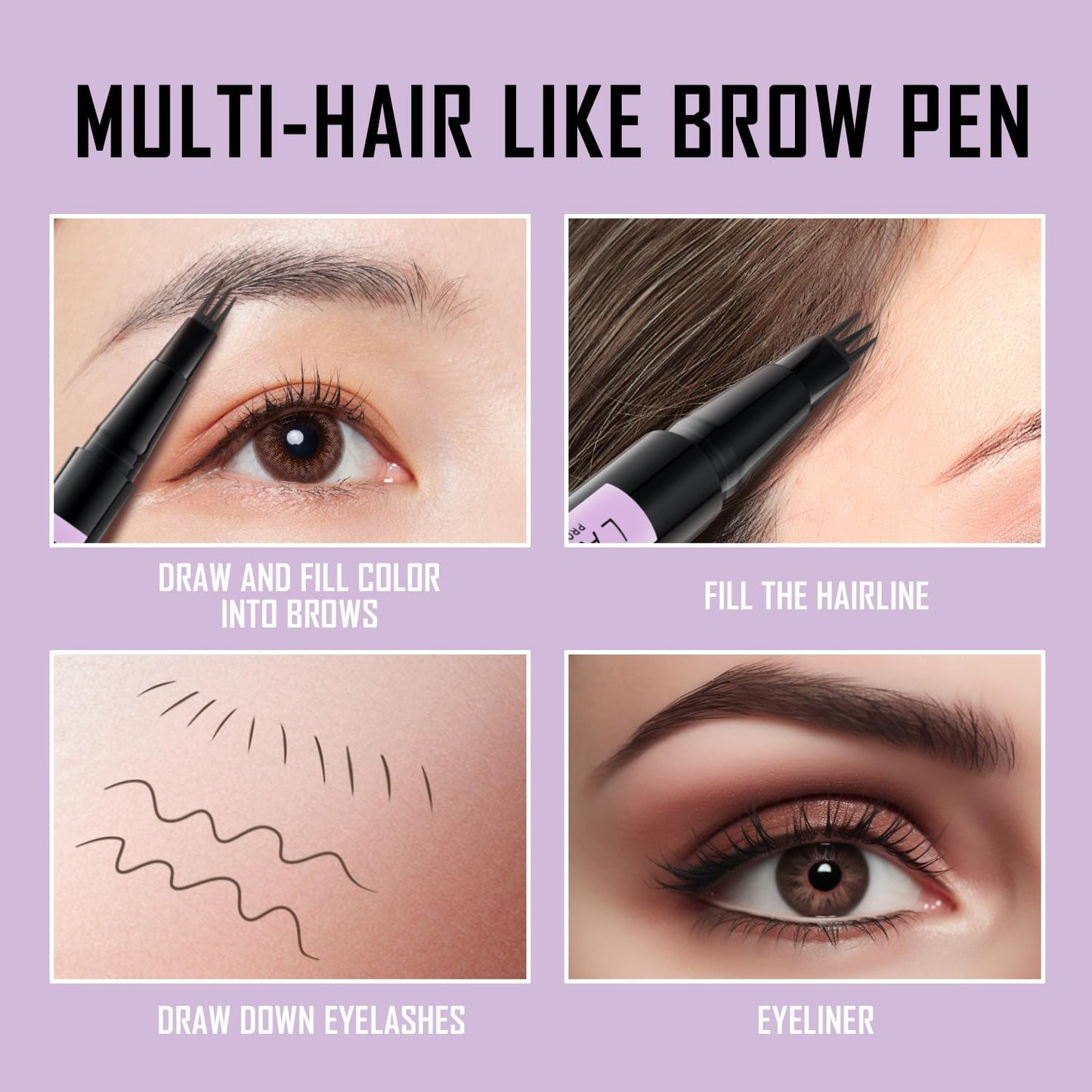 LAVONE Eyebrow Pencil, 2-In-1 Waterproof Eyebrow Pen, with 3 Tip Microblading Eyebrow Pen and Ultra-Precise Brow Pencil, Dual-ended Eyebrow Brush, for Eyebrow Makeup - Soft Brown