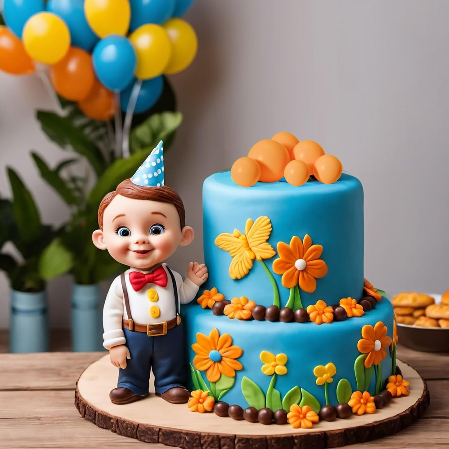 ASTARON 20 Pcs Ball Cake Topper Decorations Mini Balloons Cake Topper Sticks Orange Balls Cake Picks Cake Topper Balls Cake Decorations for Halloween Birthday Cake Decorations