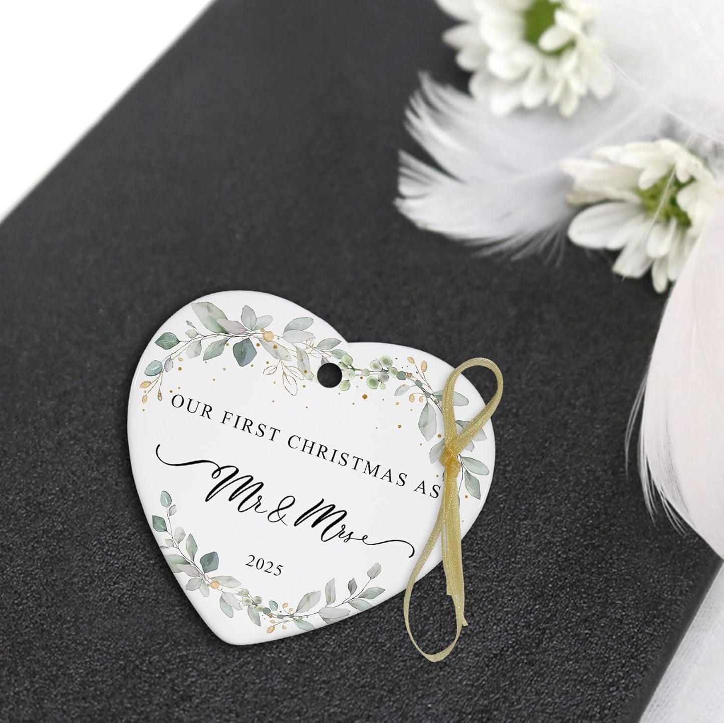 2025 First Christmas Married Ornament,First Year as Mr and Mrs Christmas Hanging Ornament Wedding Decoration for Couple