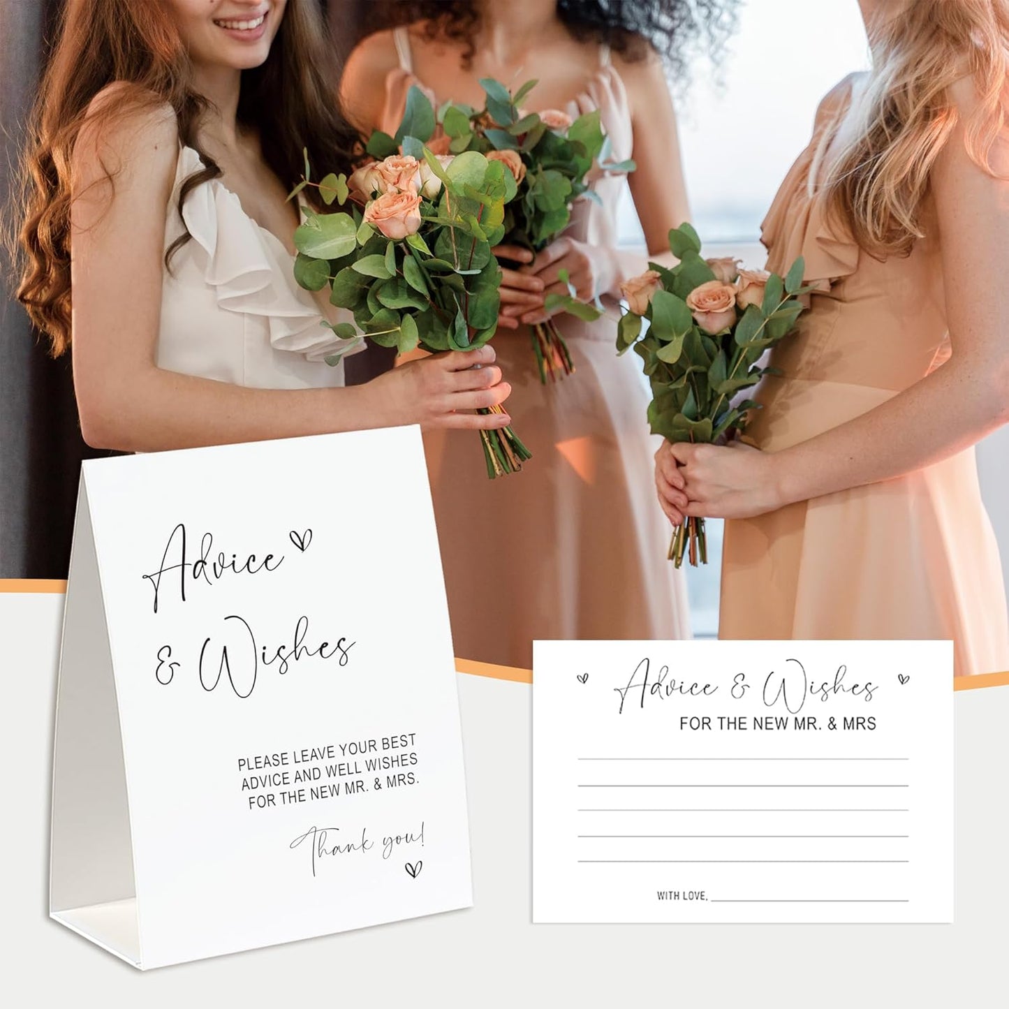 Advice and Wishes for The Mr and Mrs, Advice Cards for Bride and Groom 30 Pcs, Minimalist Theme, Bridal Shower Wedding Games and Decorations Supplies-ANWFM01