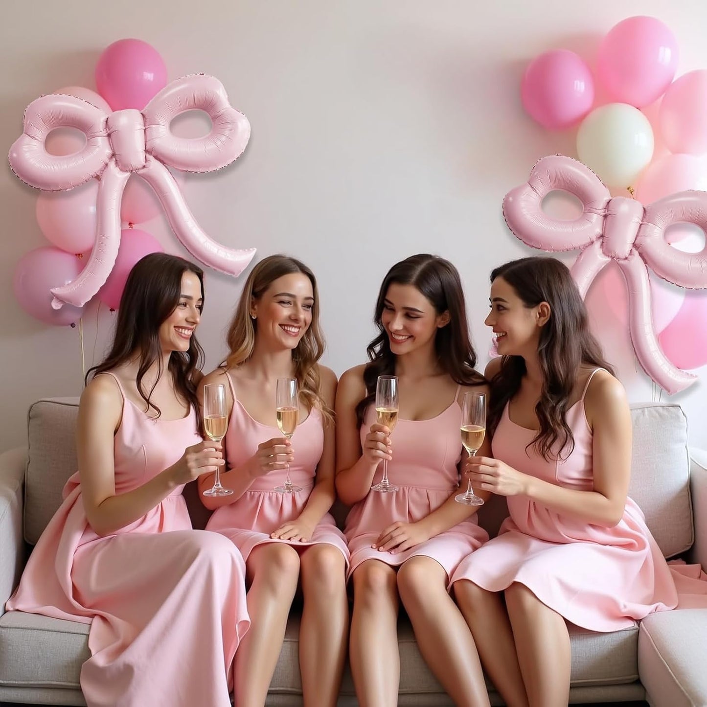 4 Pcs Light Pink Bow Balloons Bow Party Decorations for Girl Women Bow Birthday Decorations Giant Pastel Pink Bow Balloon for Graduation Baby Shower Bridal Wedding Decor Bachelorette Party Supplies