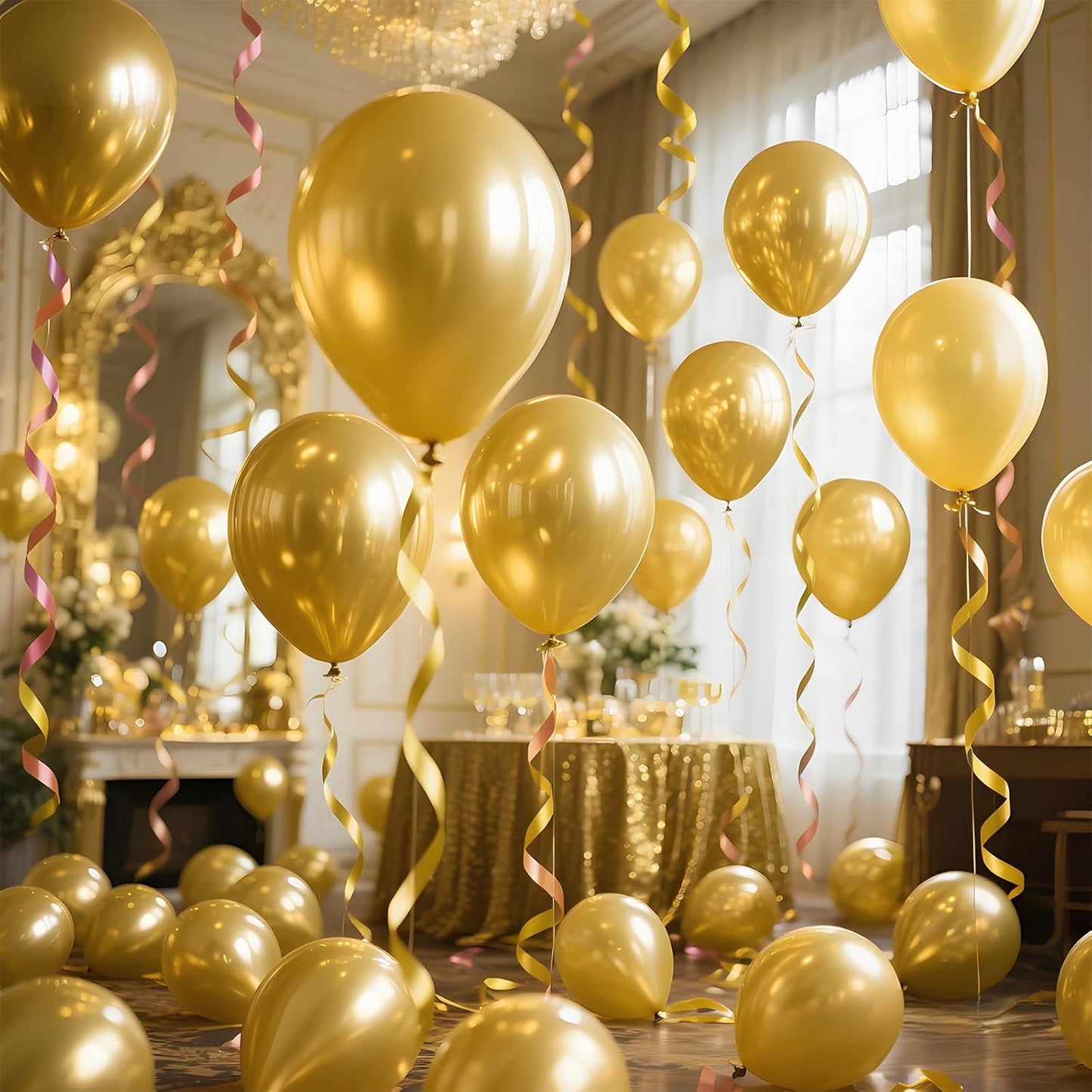 KAWKALSH Metallic Gold Balloon 12 Inch, 110pcs Latex Party Balloons Helium Bright Color for Birthday Baby Shower Wedding Party Supplies Arch Garland Decoration