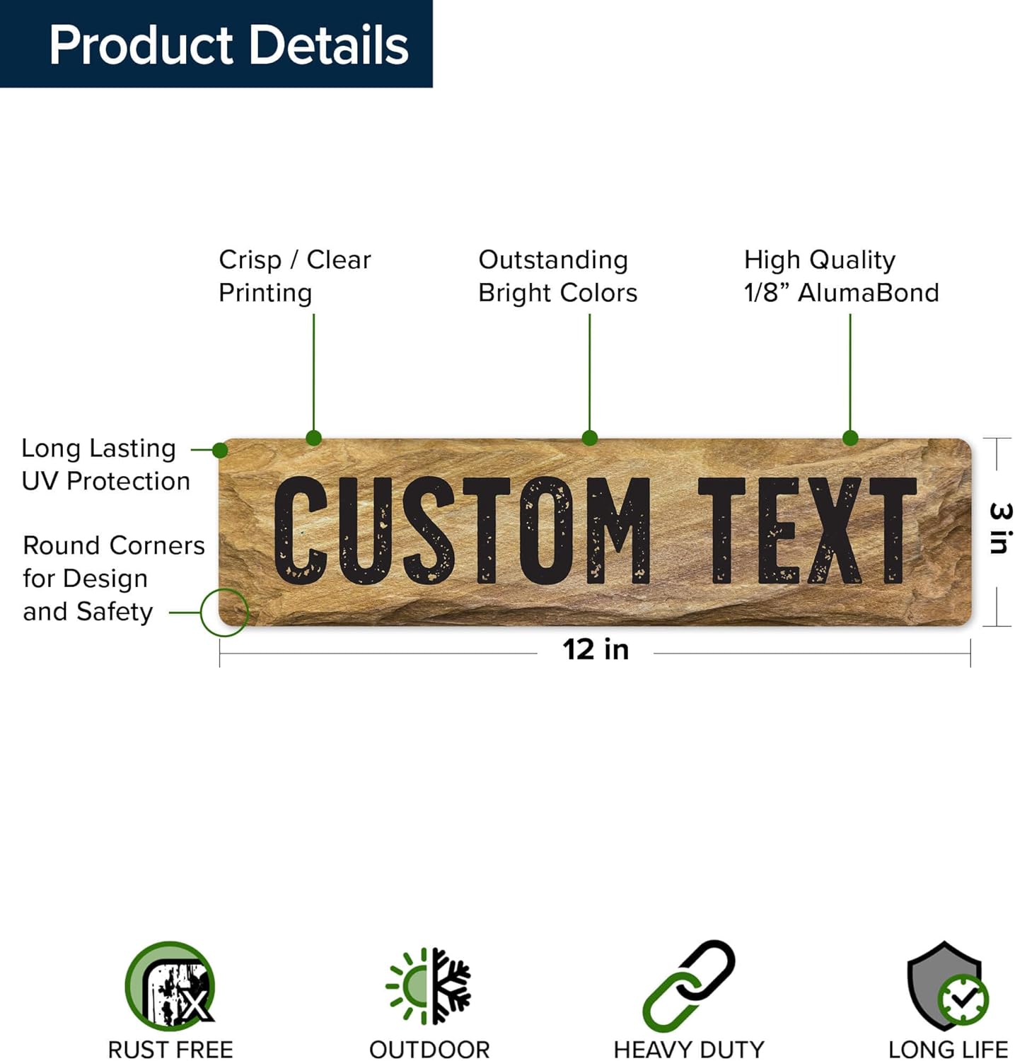 Custom Sign, Christmas Gift Custom Street Sign, 11 Font Colors, 13 Font Styles, 4 Hole Options, 22 Sizes, 3x12 Inches, Rust Free DiBound, Fade Resistant, Made in USA by My Sign Center (Stone)