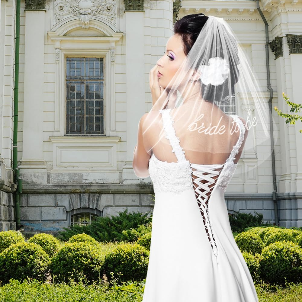 Bride To Be Embroidered Veil for Bachelorette Party Decorations, Bridal Shower Accessories Gifts for Woman