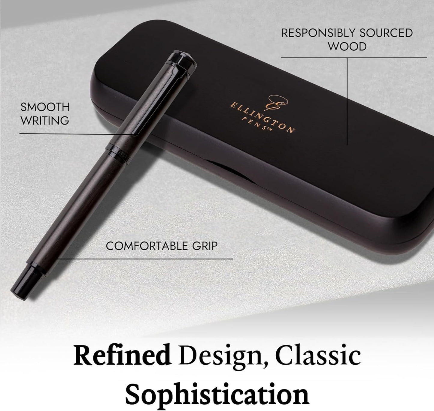 Ellington Pens Elegant Wood Fountain Pen Set β Includes Wooden Pen Box, Ink Converter, 6 Ink Cartridges, and Gift Box β Writing, Calligraphy