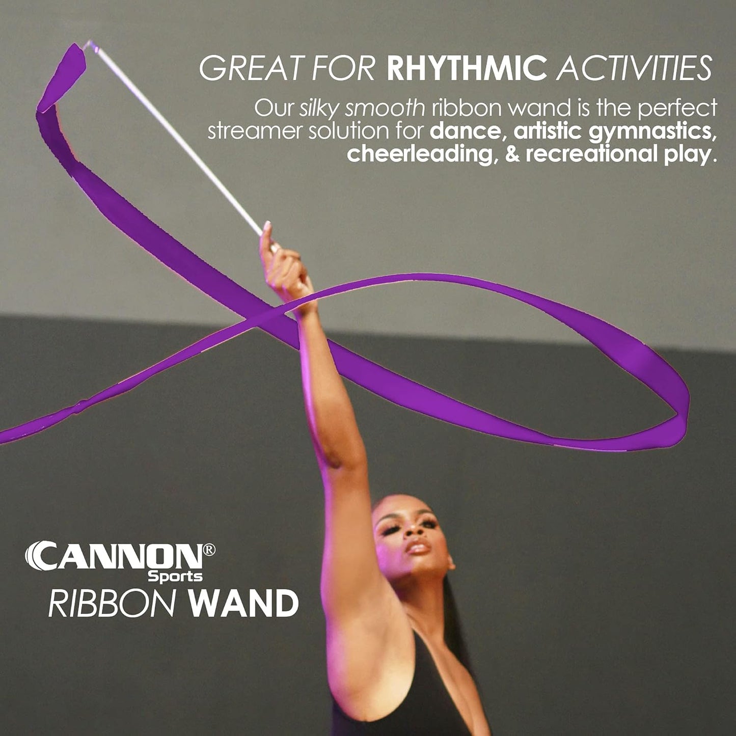 Cannon Sports Gymnastics Ribbon Wand for Dancing, Cheerleading, Olympic Tournament, & Artistic Competitions (Purple, 1-Pack)