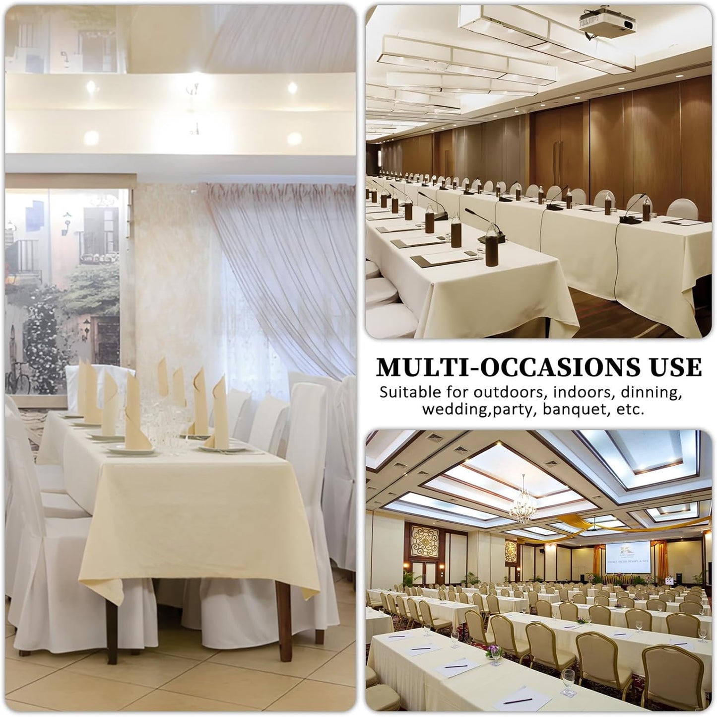 8 Pack Beige Tablecloth 60 x 102 Inch Rectangular Tablecloths for 6 Foot Rectangle Tables, Wrinkle Resistant Beige Table Cloth Washable Polyester Fabric for Buffet Wedding Party Banquet