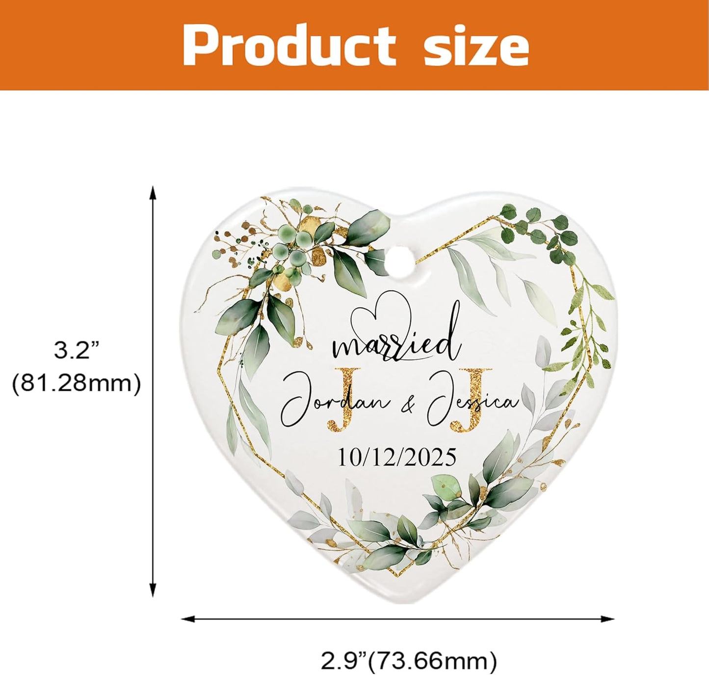 Love Signal Personalized Married Ceramic Ornament, Mr Mrs 2025 Ornaments Custom Name Date, Ornament Gift for Wedding Newlywed Engaged Couple Christmas