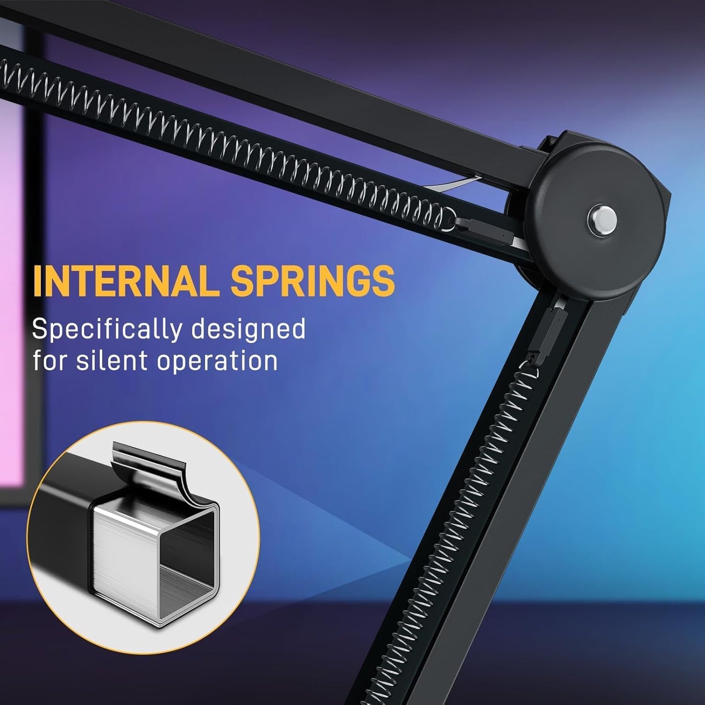 MAONO Microphone Boom Arm: Heavy Duty Adjustable Metal Suspension mic stand with Upgraded Desk Clamp and 3/8" to 5/8" Screw Adapter for Podcasting Recording Streaming Gaming - BA37