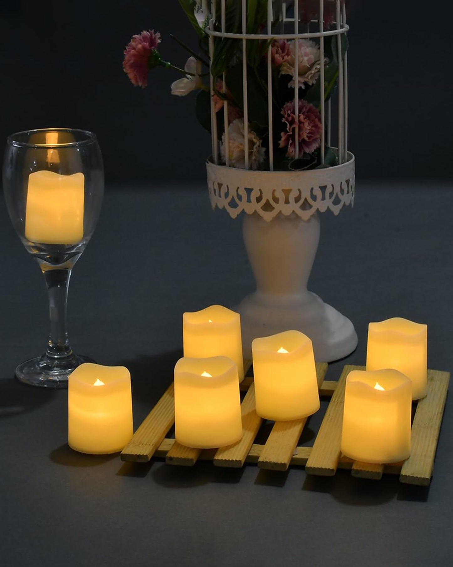 SHYMERY Flameless Votive Candles,Flameless Flickering Electric Fake Candle,24 Pack 200+Hour Battery