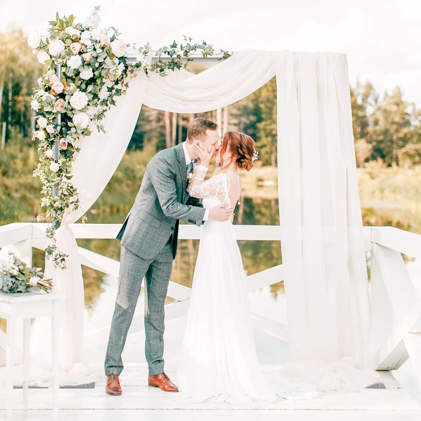 Jiang&Rong 10x10Ft Three Crossbar Backdrop Stand - Heavy Duty Adjustable Metal Frame with Drape Kit, Photographic Studio Backdrop Stand for Wedding, Birthday Party, Banquet Decorations, Events